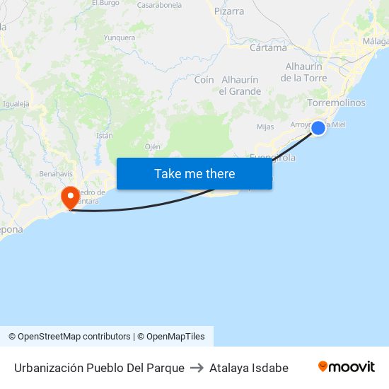 Urbanización Pueblo Del Parque to Atalaya Isdabe map