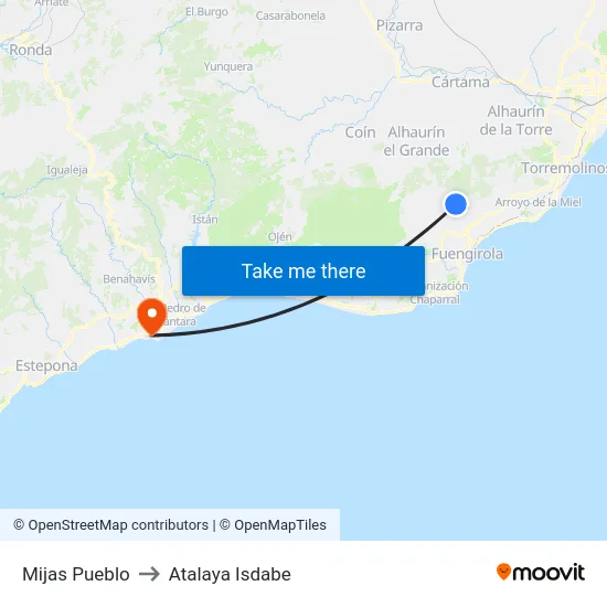 Mijas Pueblo to Atalaya Isdabe map