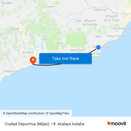 Ciudad Deportiva (Mijas) to Atalaya Isdabe map