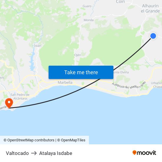 Valtocado to Atalaya Isdabe map