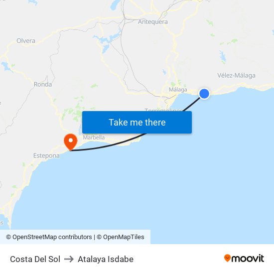 Costa Del Sol to Atalaya Isdabe map