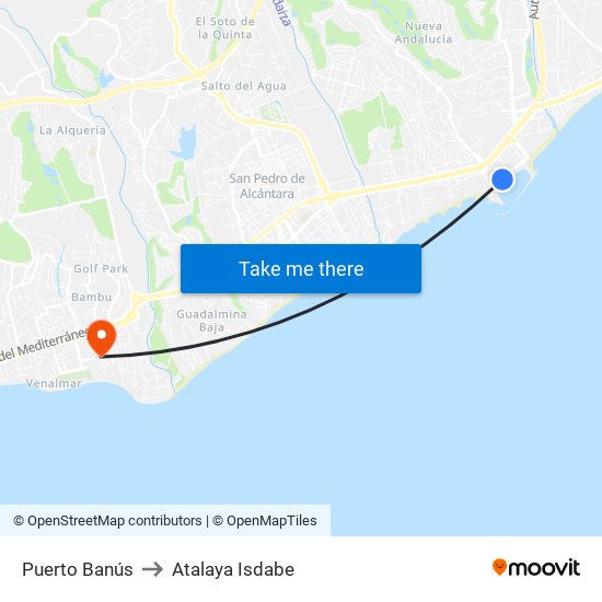 Puerto Banús to Atalaya Isdabe map