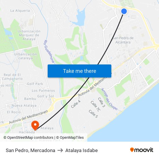 San Pedro, Mercadona to Atalaya Isdabe map