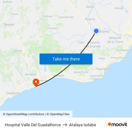 Hospital Valle Del Guadalhorce to Atalaya Isdabe map