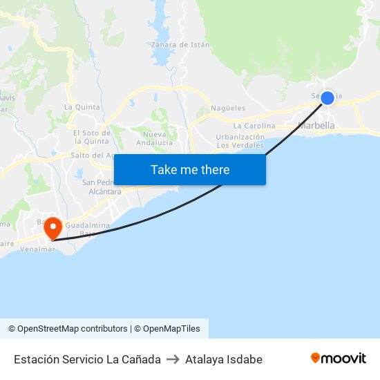 Estación Servicio La Cañada to Atalaya Isdabe map