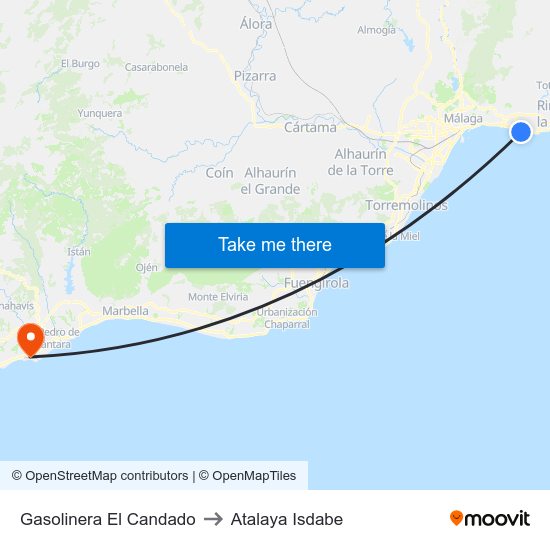 Gasolinera El Candado to Atalaya Isdabe map