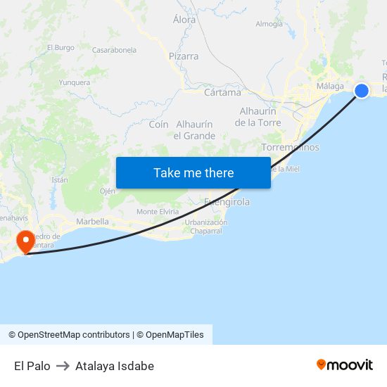 El Palo to Atalaya Isdabe map