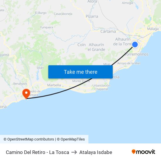 Camino Del Retiro - La Tosca to Atalaya Isdabe map