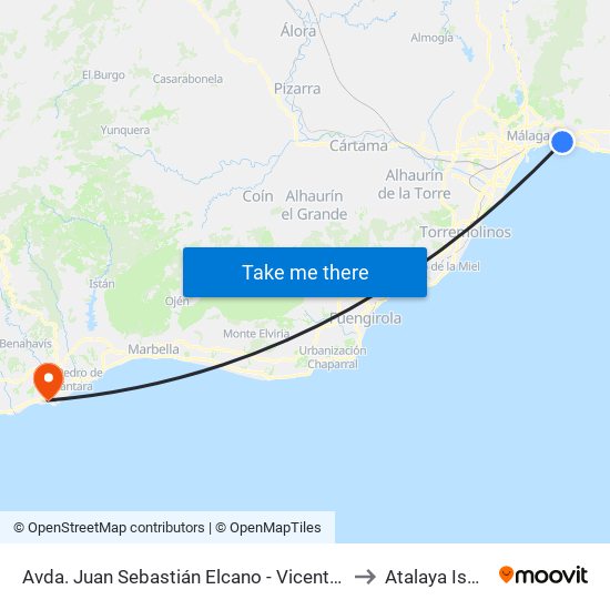 Avda. Juan Sebastián Elcano - Vicente Espinel to Atalaya Isdabe map