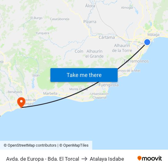 Avda. de Europa - Bda. El Torcal to Atalaya Isdabe map