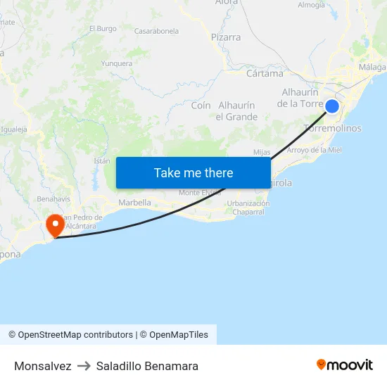 Monsalvez to Saladillo Benamara map