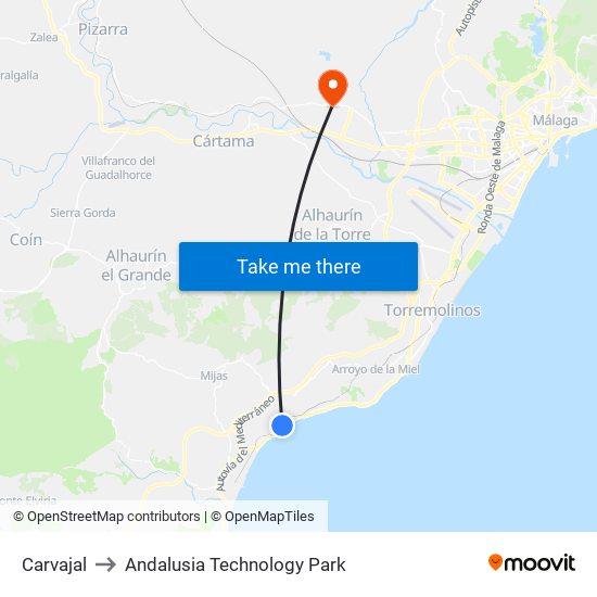 Carvajal to Andalusia Technology Park map