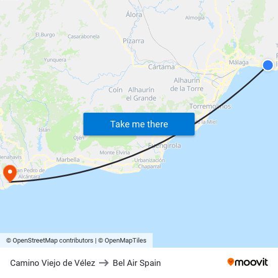 Camino Viejo de Vélez to Bel Air Spain map