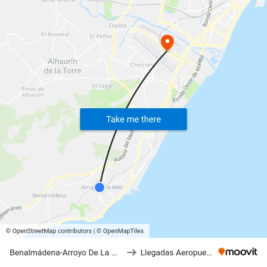 Benalmádena-Arroyo De La Miel to Llegadas Aeropuerto map