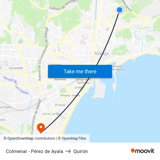 Colmenar - Pérez de Ayala to Quirón map