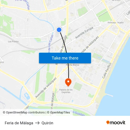 Feria de Málaga to Quirón map
