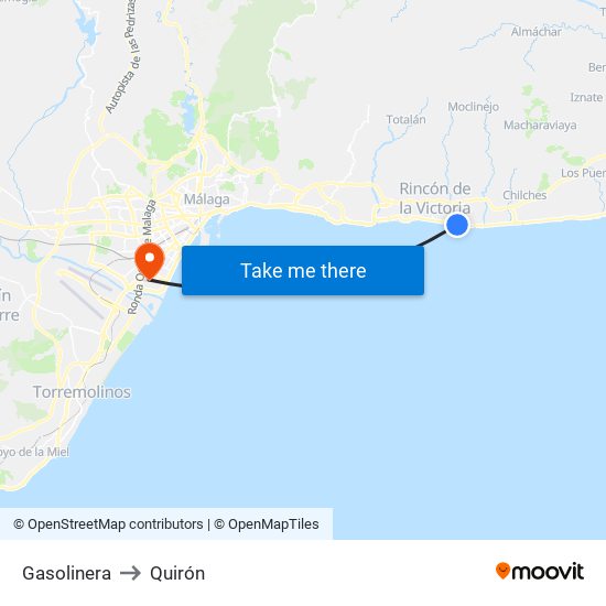 Gasolinera to Quirón map