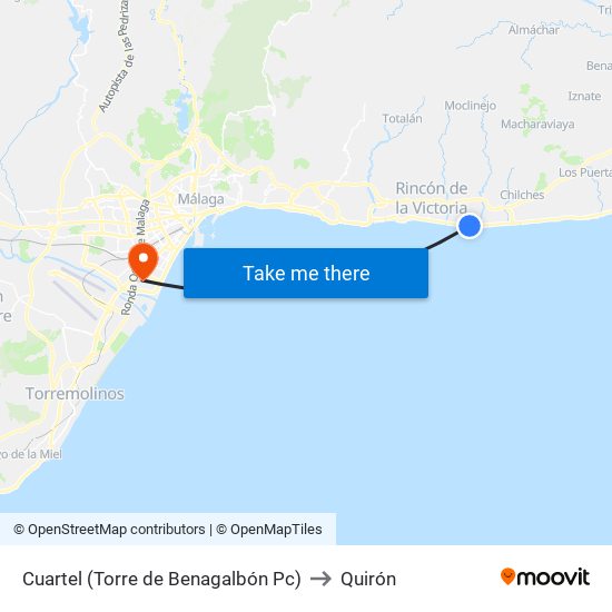 Cuartel (Torre de Benagalbón Pc) to Quirón map