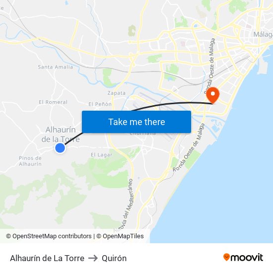 Alhaurín de La Torre to Quirón map