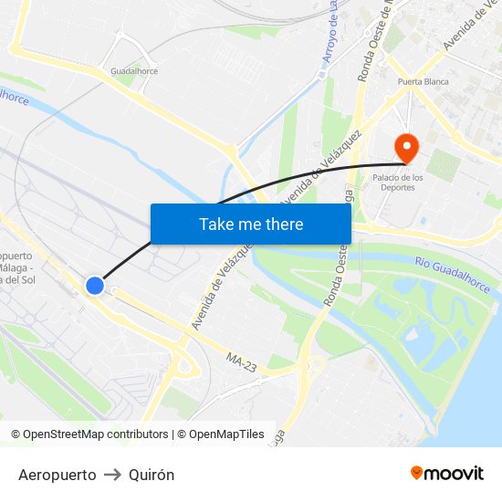Aeropuerto to Quirón map
