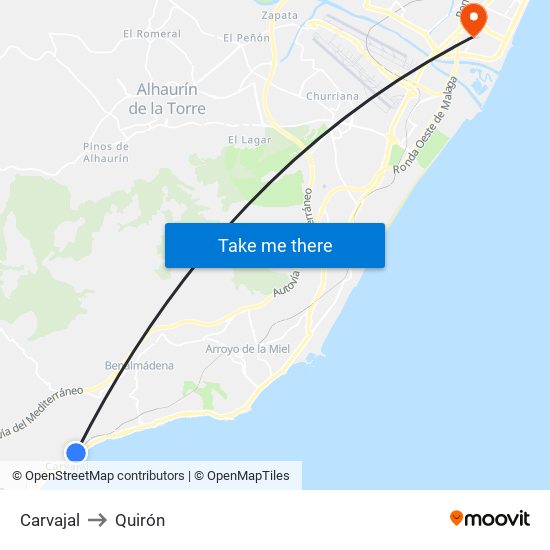 Carvajal to Quirón map