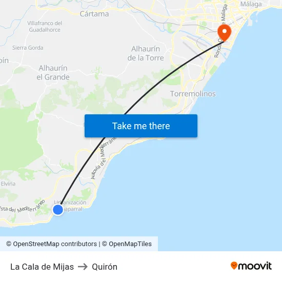 La Cala de Mijas to Quirón map