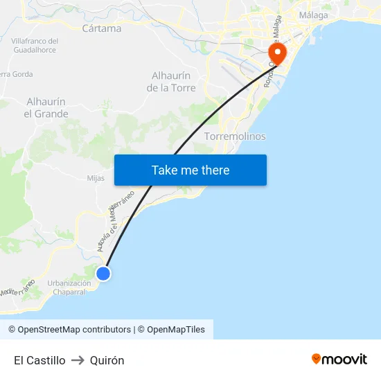 El Castillo to Quirón map
