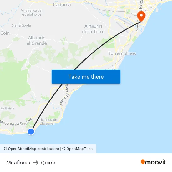 Miraflores to Quirón map