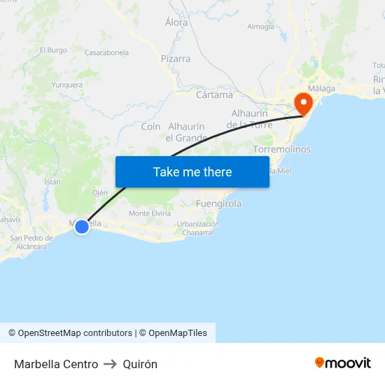 Marbella Centro to Quirón map
