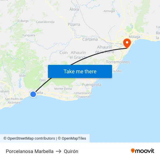 Porcelanosa Marbella to Quirón map