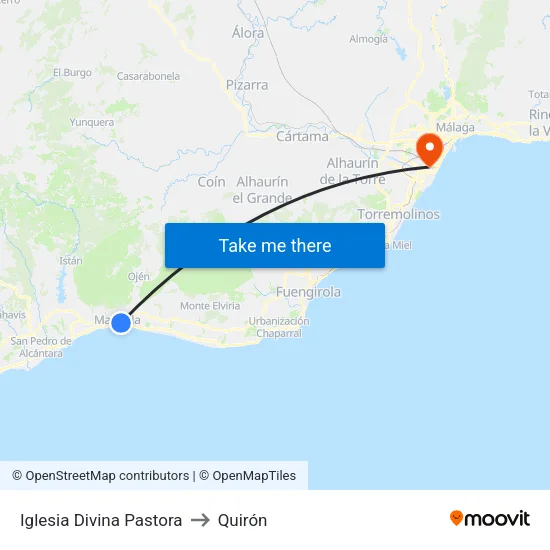 Iglesia Divina Pastora to Quirón map