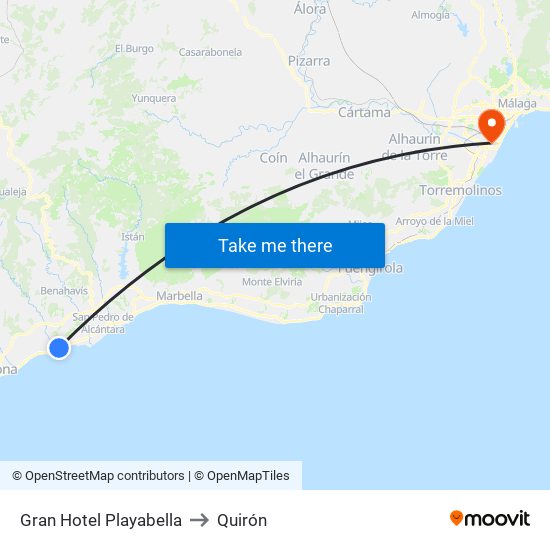 Gran Hotel Playabella to Quirón map