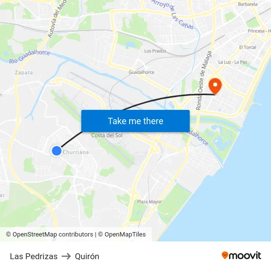 Las Pedrizas to Quirón map