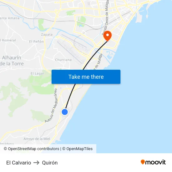 El Calvario to Quirón map