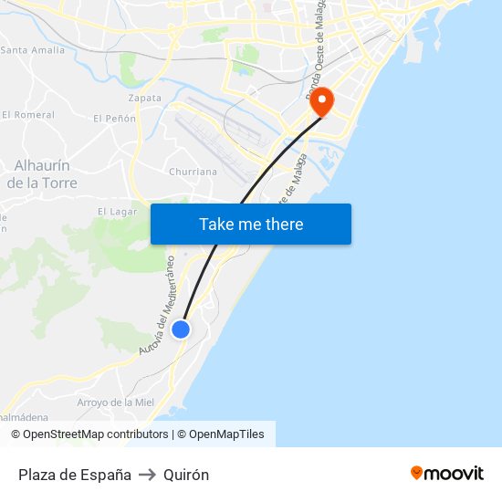 Plaza de España to Quirón map
