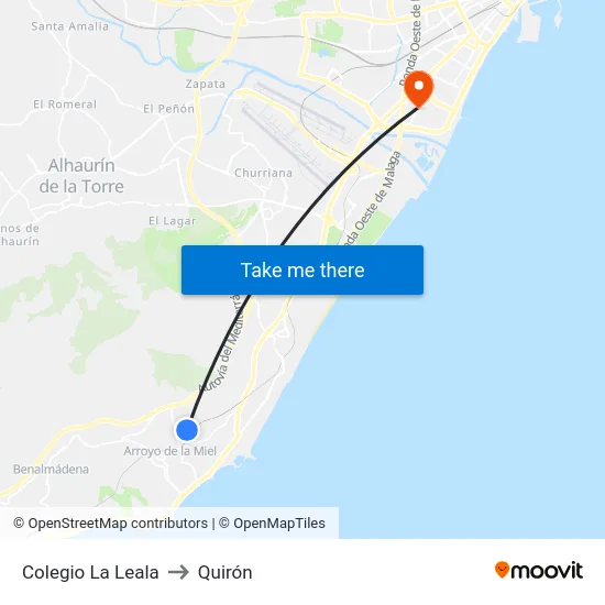 Colegio La Leala to Quirón map
