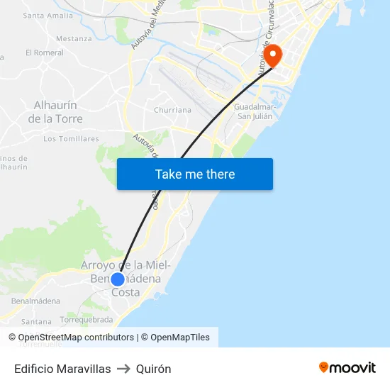 Edificio Maravillas to Quirón map