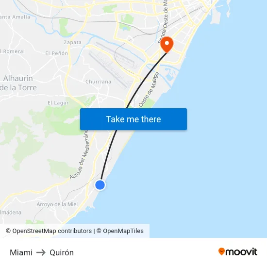 Miami to Quirón map