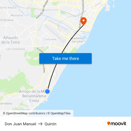 Don Juan Manuel to Quirón map