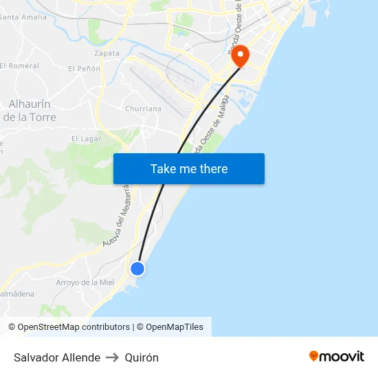 Salvador Allende to Quirón map