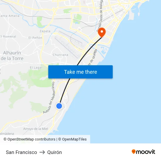 San Francisco to Quirón map