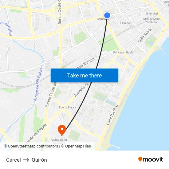 Cárcel to Quirón map