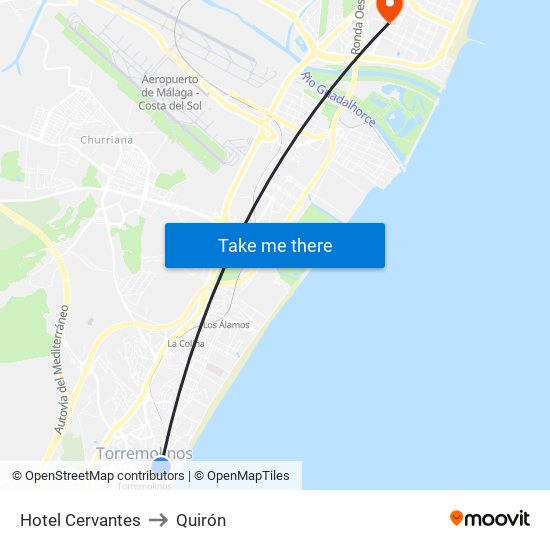 Hotel Cervantes to Quirón map