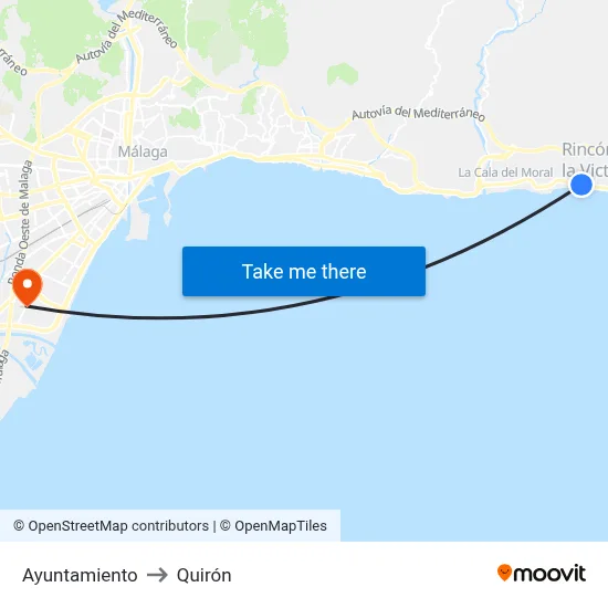 Ayuntamiento to Quirón map
