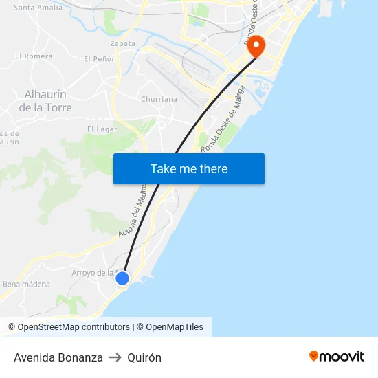 Avenida Bonanza to Quirón map