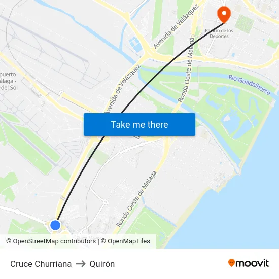 Cruce Churriana to Quirón map