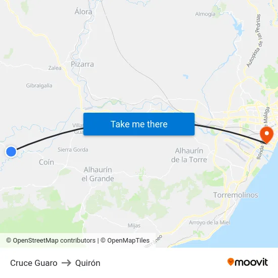 Cruce Guaro to Quirón map