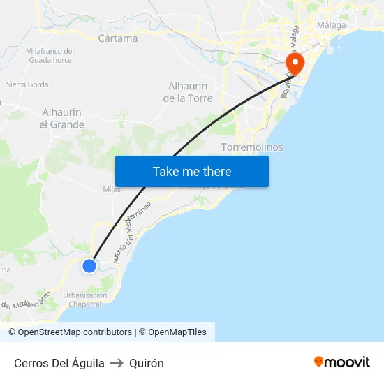 Cerros Del Águila to Quirón map