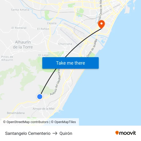Santangelo Cementerio to Quirón map