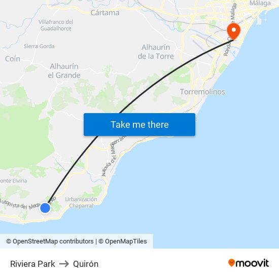 Riviera Park to Quirón map